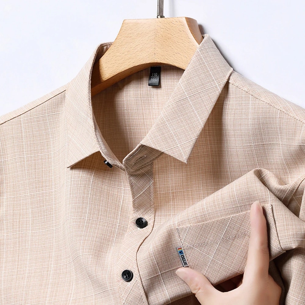 Comfortable All Season New Mens Business Casual Short Sleeved Printed Shirt With Wrinkle Resistance 1