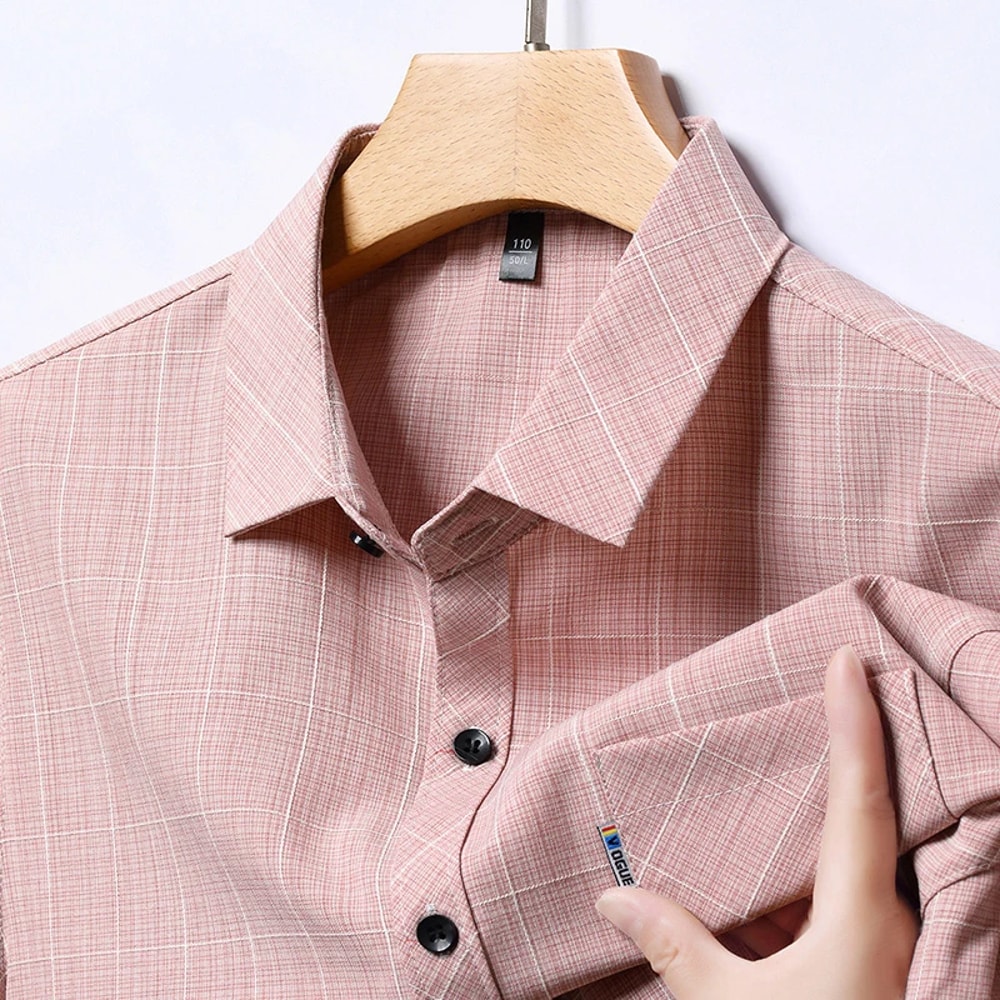 Comfortable All Season New Mens Business Casual Short Sleeved Printed Shirt With Wrinkle Resistance 2