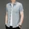 Comfortable All Season New Mens Business Casual Short Sleeved Printed Shirt With Wrinkle Resistance 5