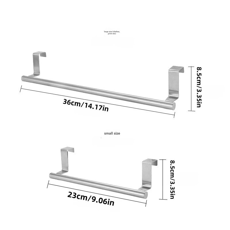 Stainless Steel No Drilling Door Back Towel Holder Rack Kitchen Cabinet Cloth Hanging Storage Shelf 6
