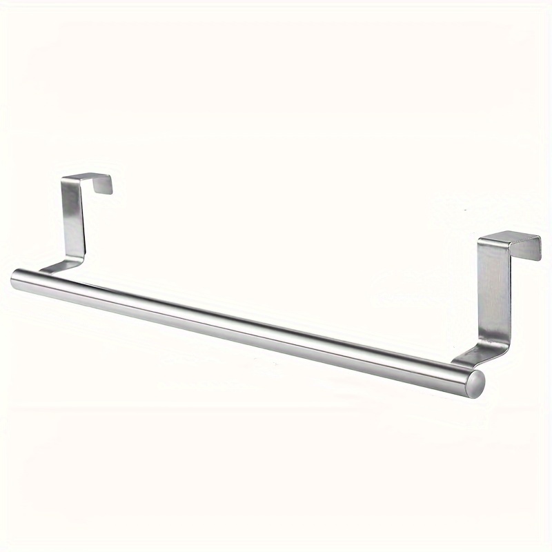 Stainless Steel No Drilling Door Back Towel Holder Rack Kitchen Cabinet Cloth Hanging Storage Shelf 5