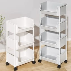 multi-layer mobile storage organizer rack with wheels for kitchen bedroom living room snack and book storage