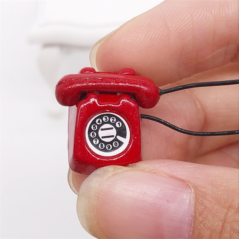 Mini Phone Model Alloy Retro Rotating Phone For Doll House Furniture Miniature Food And Play Scene 1