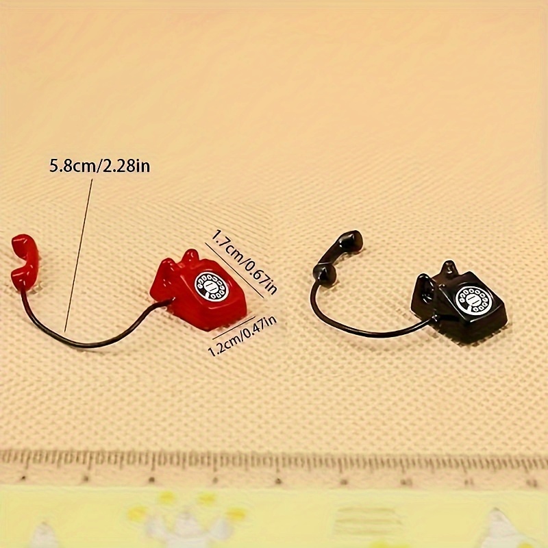 Mini Phone Model Alloy Retro Rotating Phone For Doll House Furniture Miniature Food And Play Scene 2