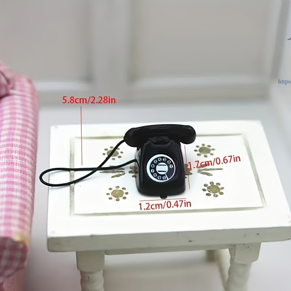 Mini Phone Model Alloy Retro Rotating Phone For Doll House Furniture Miniature Food And Play Scene 3