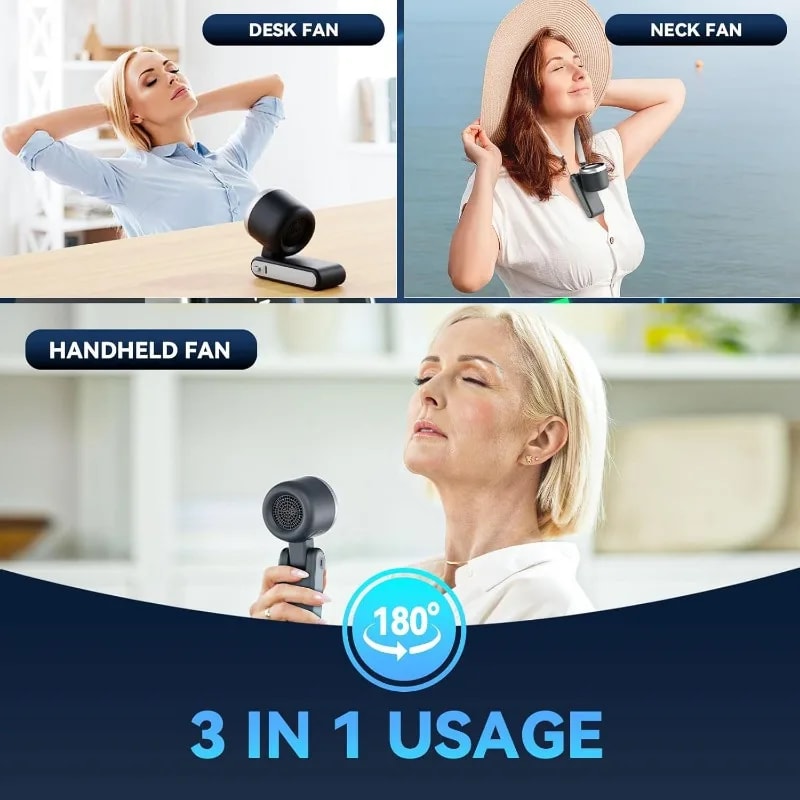 Portable Travel Mini Fan With Speed Rechargeable Battery USB Charging 3