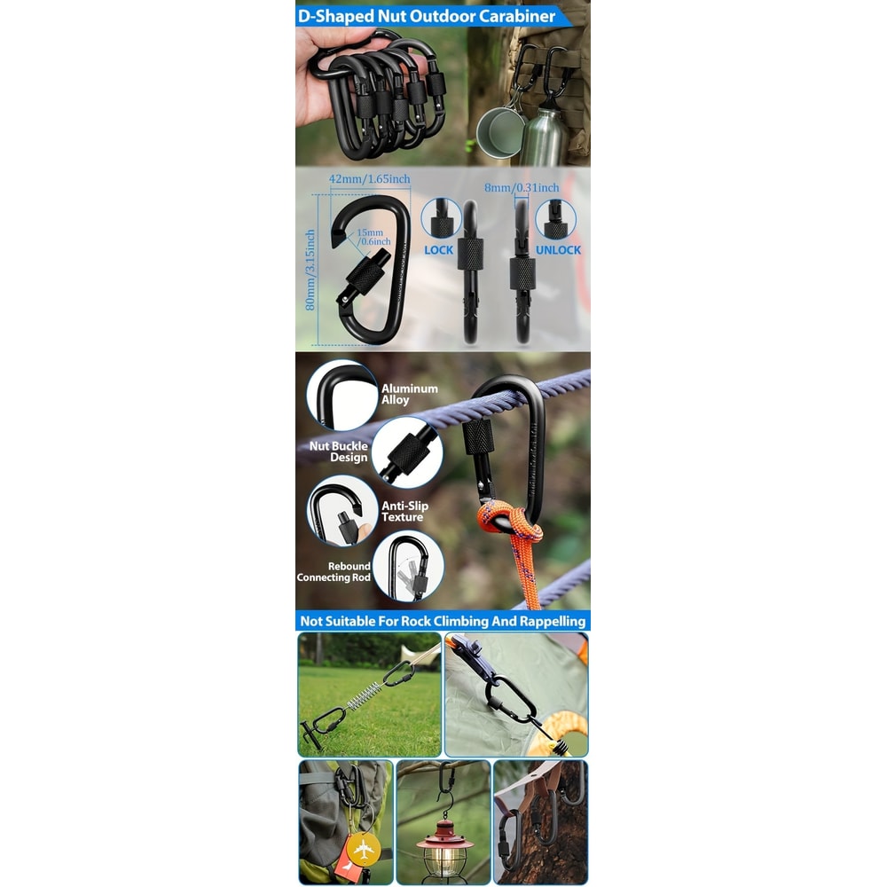 Dtype Spring Hook And Loop Spiral Doors Ideal For Climbing Camping And Hiking Outdoor Use 3