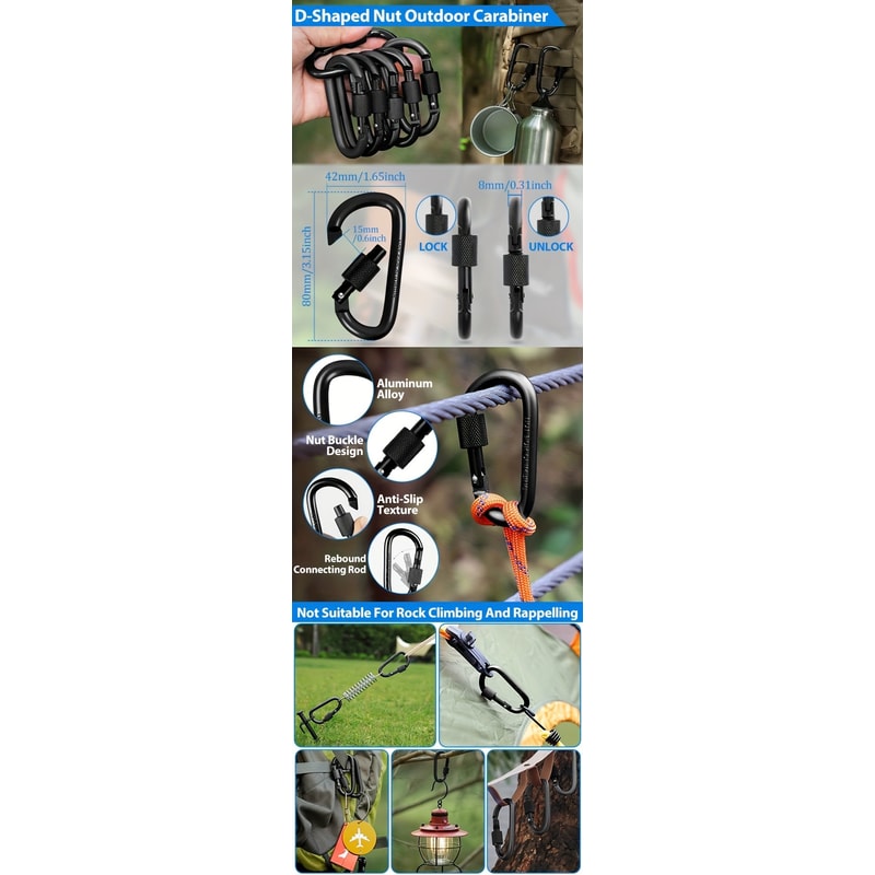 Dtype Spring Hook And Loop Spiral Doors Ideal For Climbing Camping And Hiking Outdoor Use 3