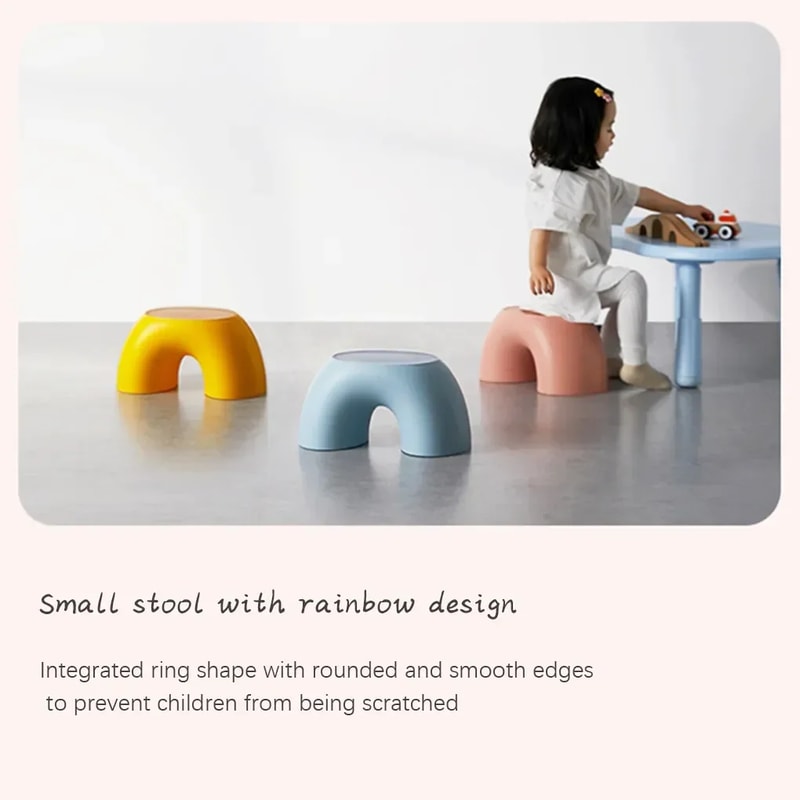 Rainbow Plastic Kids Step Stool Footstool Safety Toy Stool For Living Room Indoor Furniture Childre 4