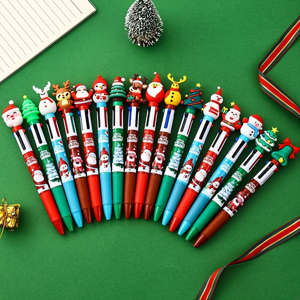 Colorful Christmas Birthday Gifts Christmas Fourcolor Ballpoint Pens Santa Claus Decorations Fun Ba 0