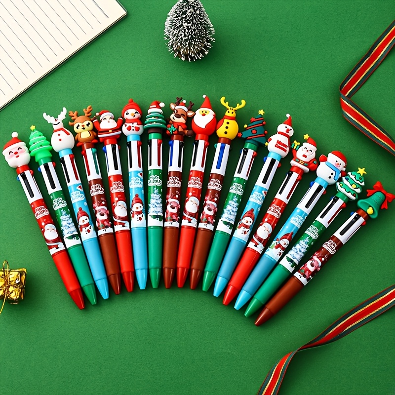 Colorful Christmas Birthday Gifts Christmas Fourcolor Ballpoint Pens Santa Claus Decorations Fun Ba 0