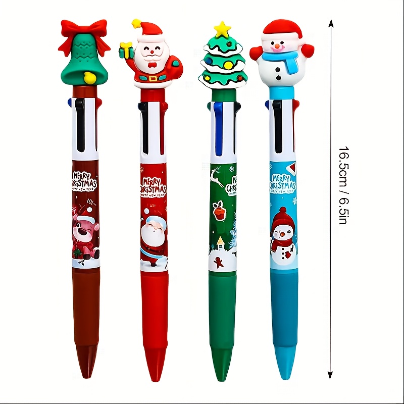 Colorful Christmas Birthday Gifts Christmas Fourcolor Ballpoint Pens Santa Claus Decorations Fun Ba 5
