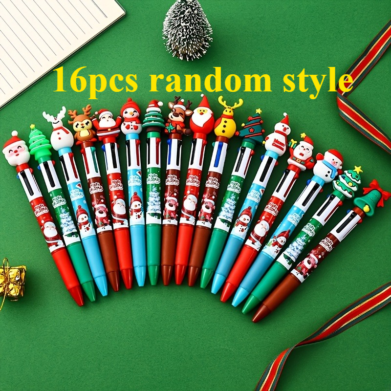 Colorful Christmas Birthday Gifts Christmas Fourcolor Ballpoint Pens Santa Claus Decorations Fun Ba 4