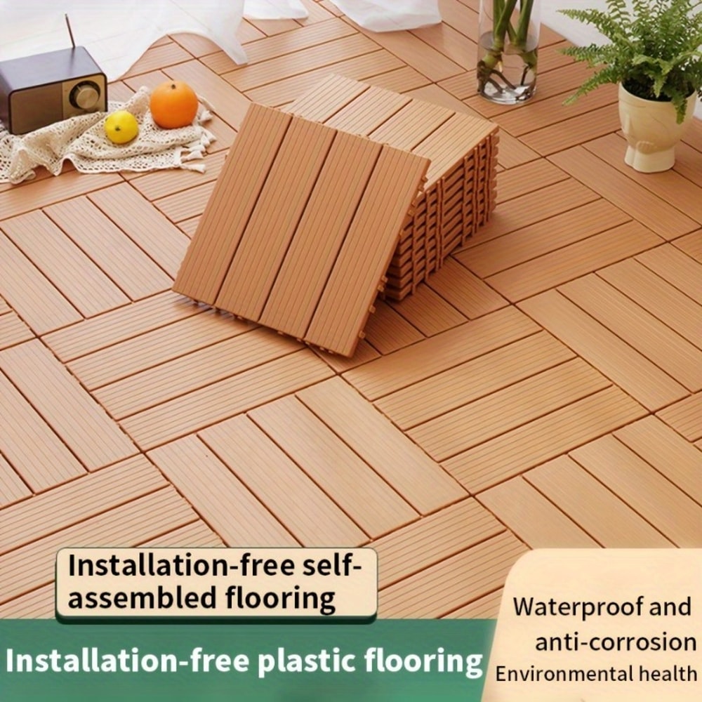 Durable Wood Plastic Flooring Kit For Outdoor Balcony Splicing Waterproof Easy To Clean Flooring 0