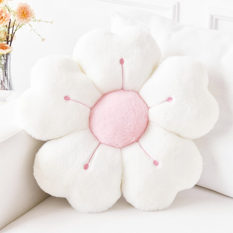 Comfortable Plush Pillow Daisy Flower Shaped Decorative Pad For Sofa And Bed Soft Polyester Fabric 3