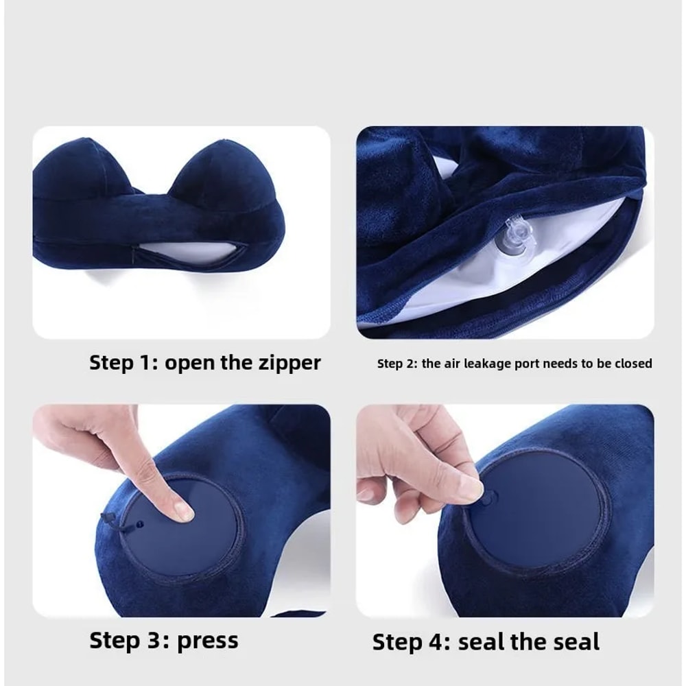 Portable Ushaped Inflatable Travel Pillow Neck Support Comfortable Sleep Pad Air Compression Inflat 2
