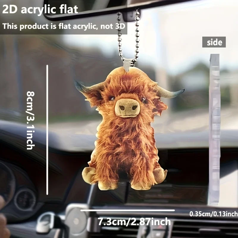 Cute Highland Cow Backpack Gift Pendant Highland Cow Car Rearview Mirror Pendant Holiday Hanging De 3