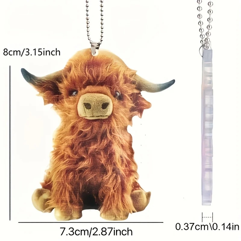 Cute Highland Cow Backpack Gift Pendant Highland Cow Car Rearview Mirror Pendant Holiday Hanging De 2