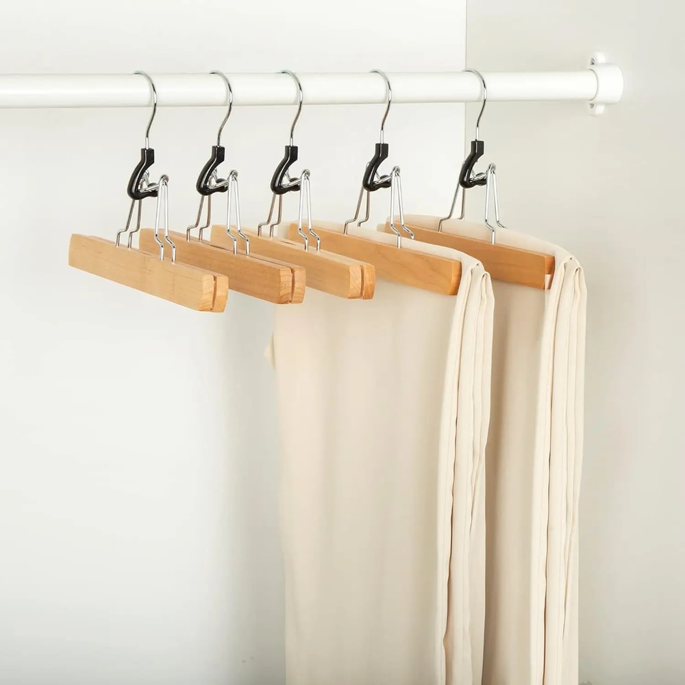 Wooden Clothes Hanger With Skirt Clip Pants Clip For Natural Long Pants 2