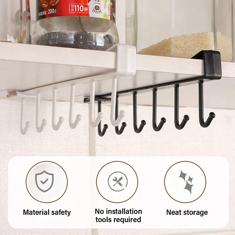 Plastic Hook Coffee Cup Rack Multifunctional Kitchen Cabinet Storage Organizer 2