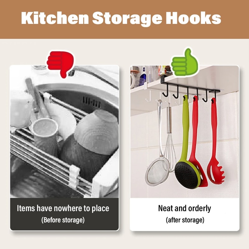 Plastic Hook Coffee Cup Rack Multifunctional Kitchen Cabinet Storage Organizer 3