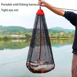portable fishing net with drawstring encrypted mesh fish bag fishing collection bag login net