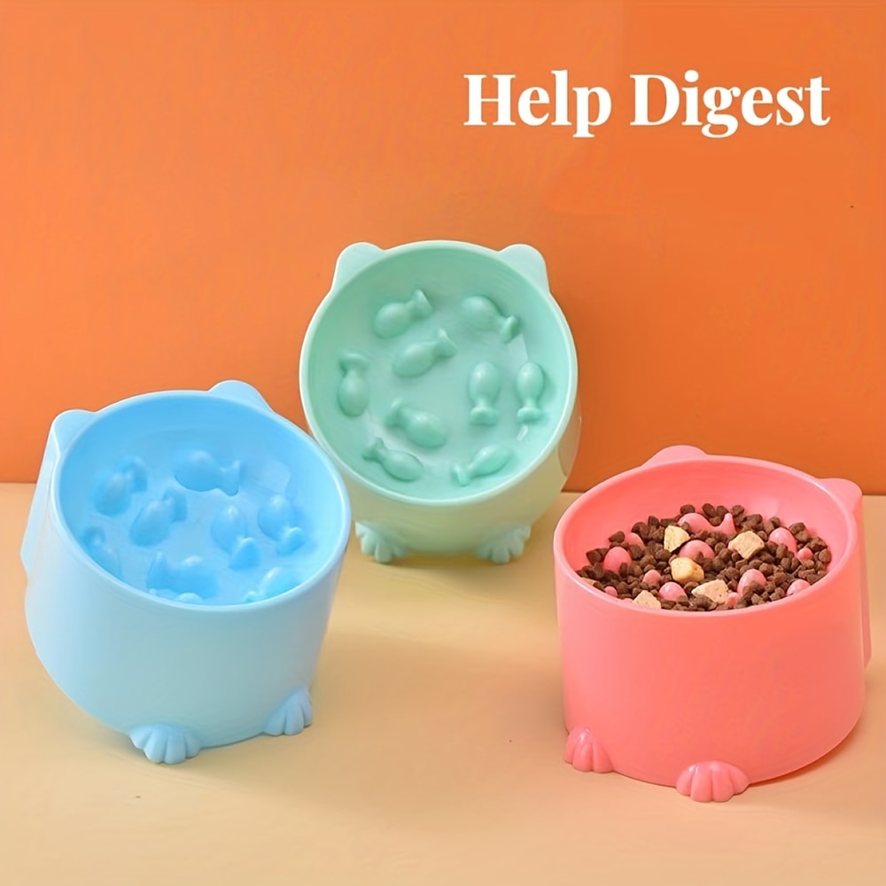 Slow Food Bowl For Cats And Dogs Anti Choking Rice Bowl With Neck Protection Cat Food Bowl Relievin 1