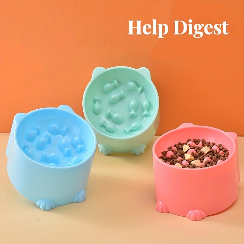Slow Food Bowl For Cats And Dogs Anti Choking Rice Bowl With Neck Protection Cat Food Bowl Relievin 1
