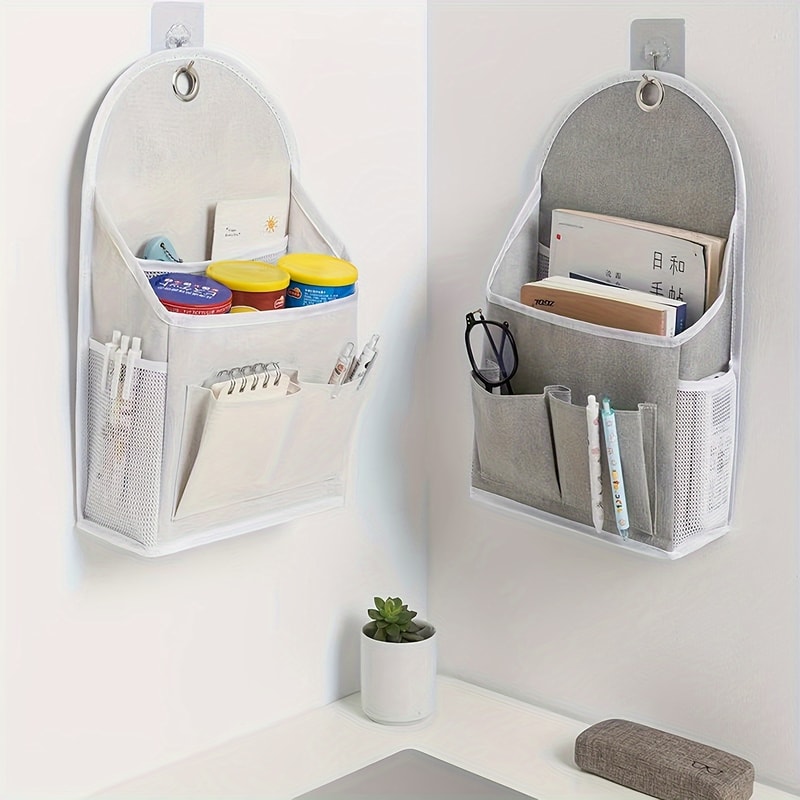 Multipurpose Hanging Storage Bag With Dual Pockets And Mesh Side Compartments Wall Mounted Storage 0