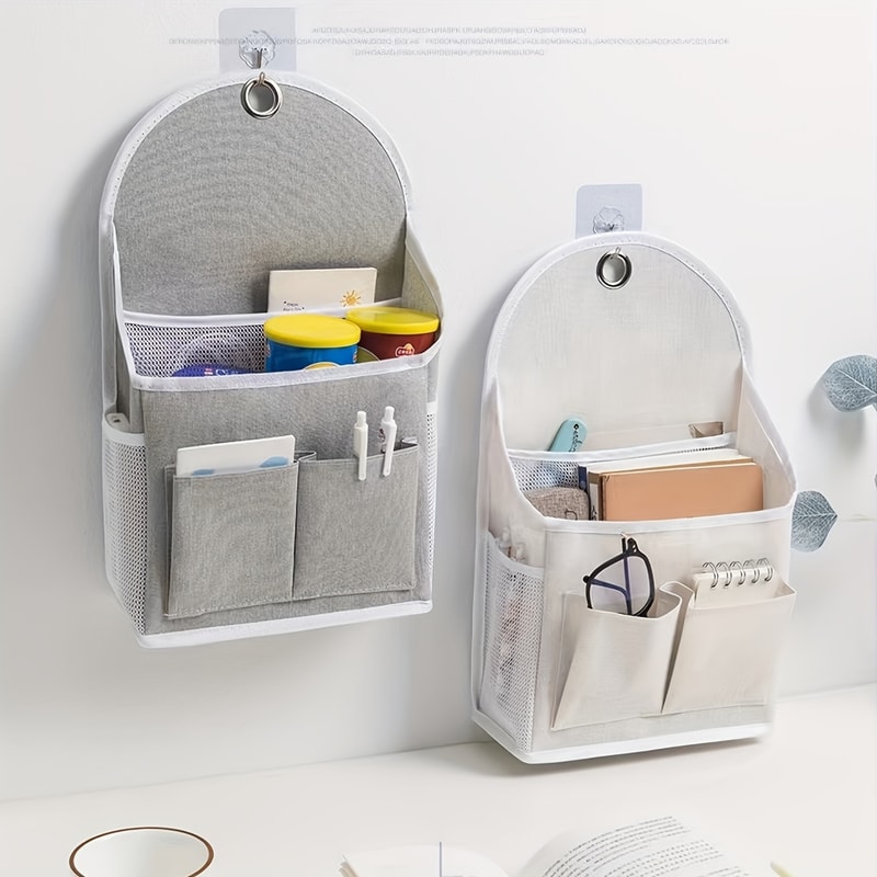 Multipurpose Hanging Storage Bag With Dual Pockets And Mesh Side Compartments Wall Mounted Storage 4