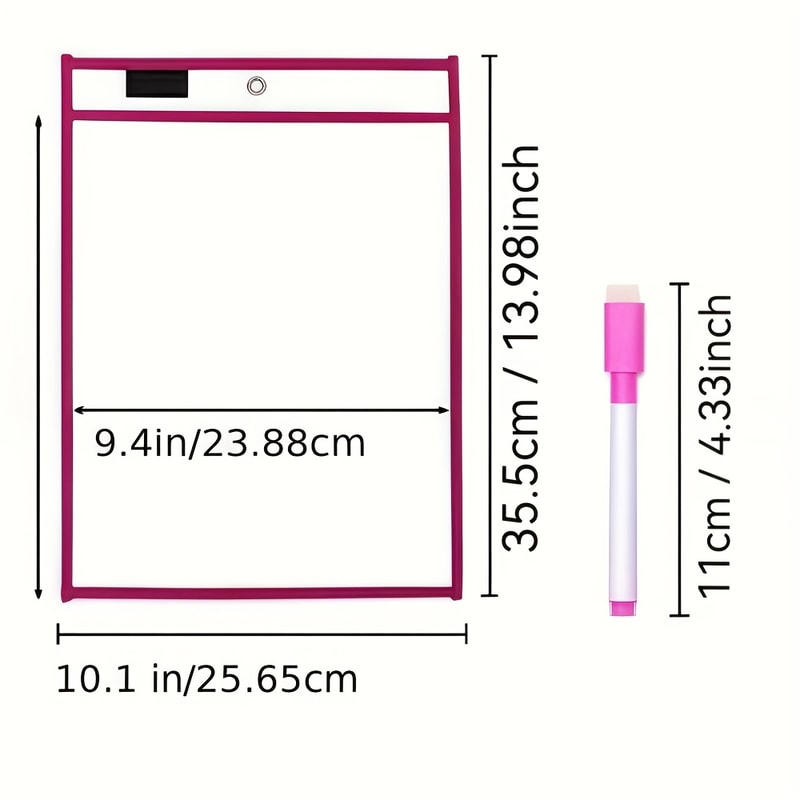 Extra Large Reusable Dry Wipe Pocket Set With Transparent Plastic Protection For Schools 4