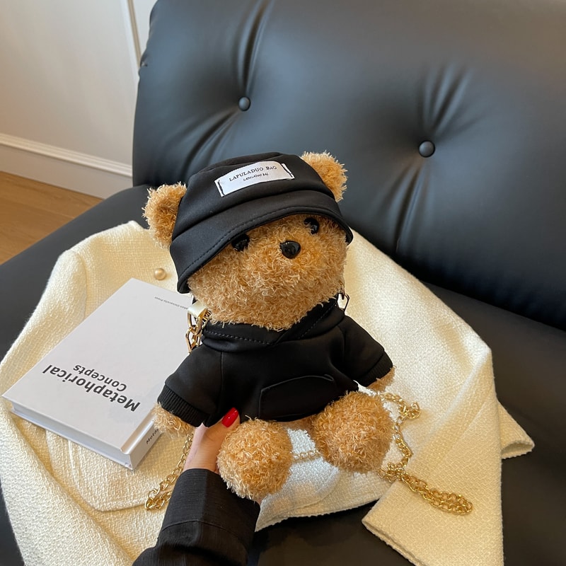 Mini Bear Novelty Bag Plush Cute Cartoon Crossbody Bag Fluffy Handbag Girl Fresh Sweet Fashion Shou 1