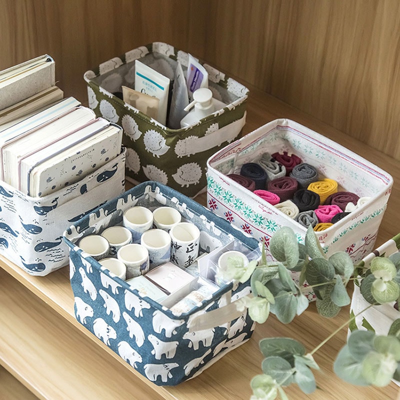 Cosmetic Organizer Office Stationery Organizer Toy Storage Basket Linen Desktop Storage 1