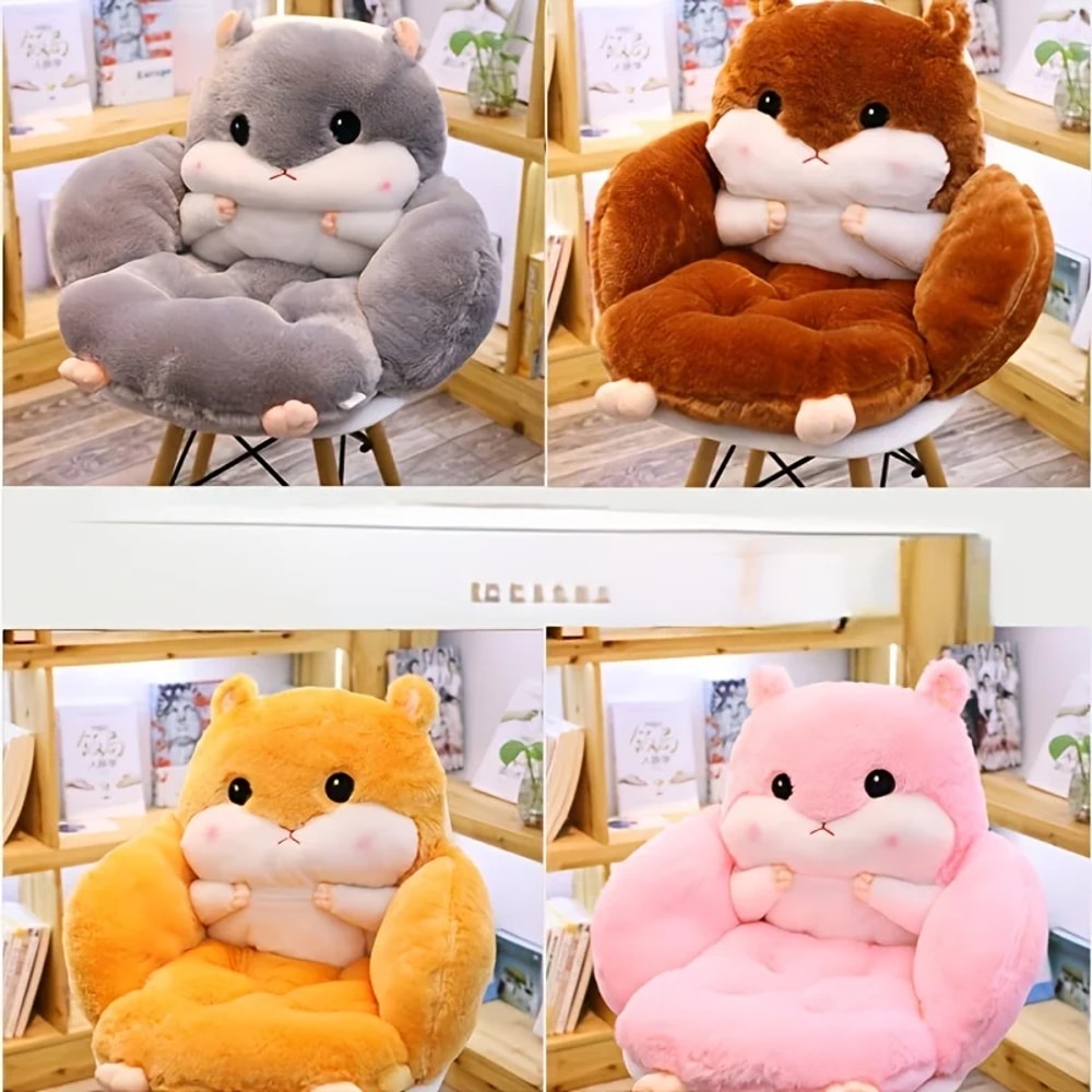 Comfortable Cute Hamster Themed Plush Cushion Half Surround Backrest Sofa Cushion Skin Friendly And 2