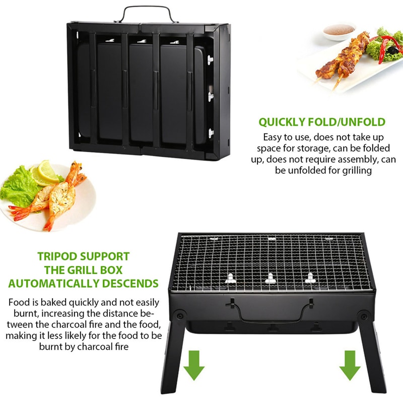 Portable Foldable Barbecue Charcoal Stove Steel BBQ Grills For Outdoor Grilling Camping Hiking Tail 2