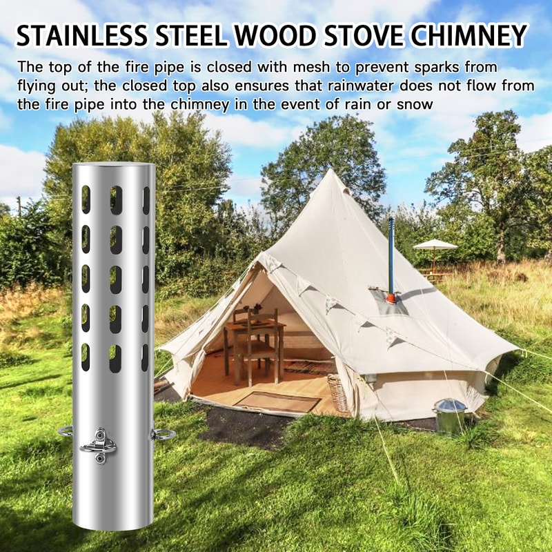 Tent Stove Exhaust Spark Arrestor Chimney Cap Stainless Steel Camping Pipe Parts 1