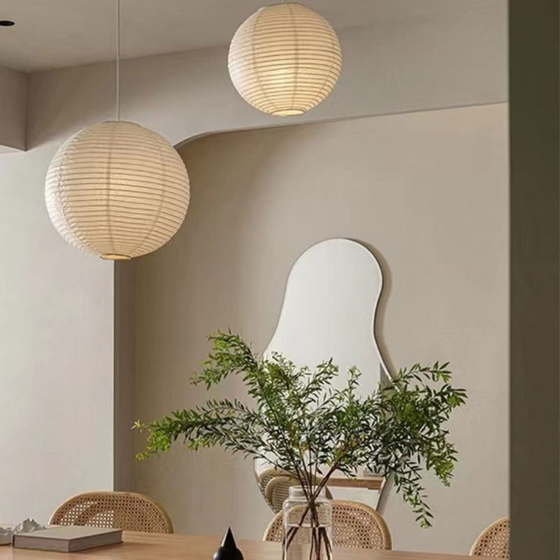 Classic Modern Pendant Light Cover Hanging Paper Lampshade Round Ceiling Light For Home Hotel Cafe 1