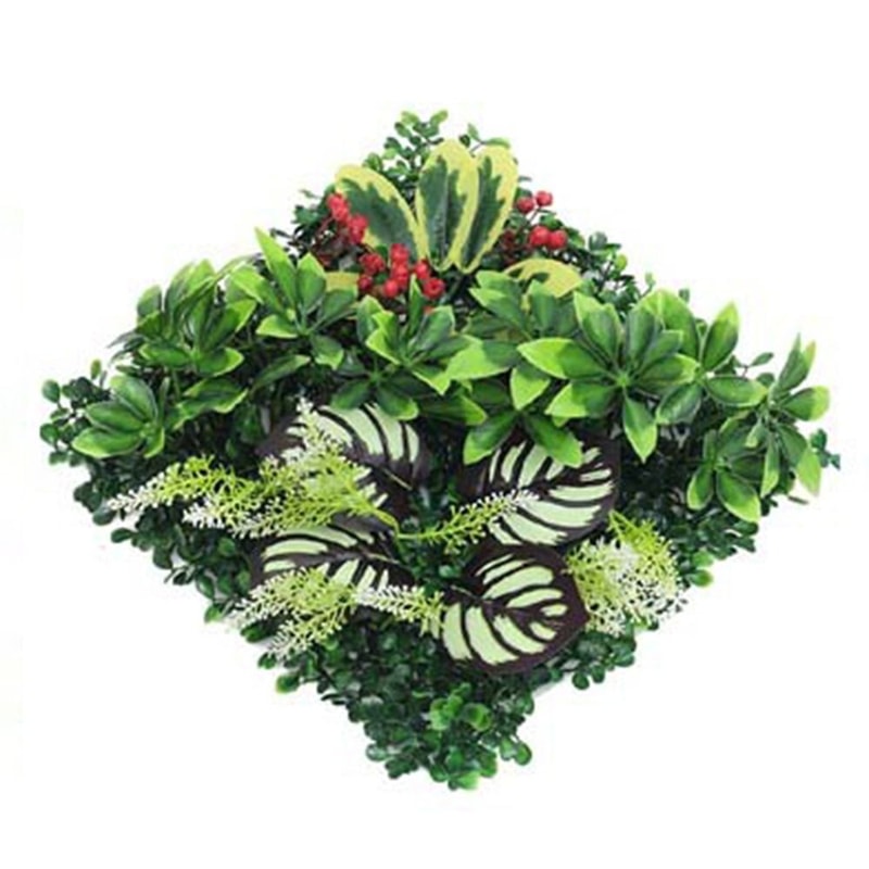 Durable Green Artificial Plant Wall Panel DIY No Watering Lifelike Maple Grass Mat For Home Decor 4