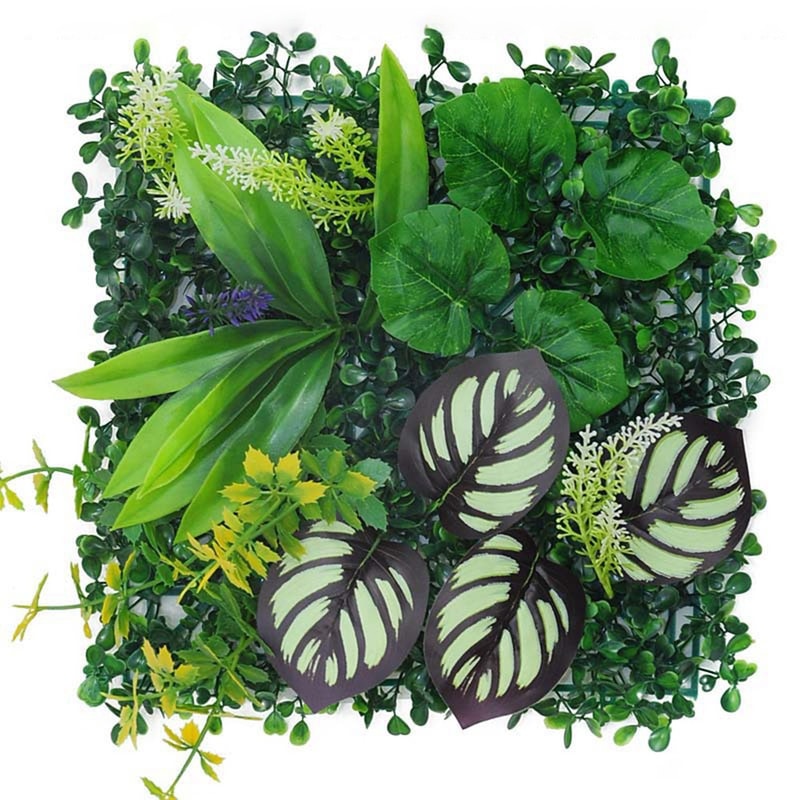 Durable Green Artificial Plant Wall Panel DIY No Watering Lifelike Maple Grass Mat For Home Decor 6