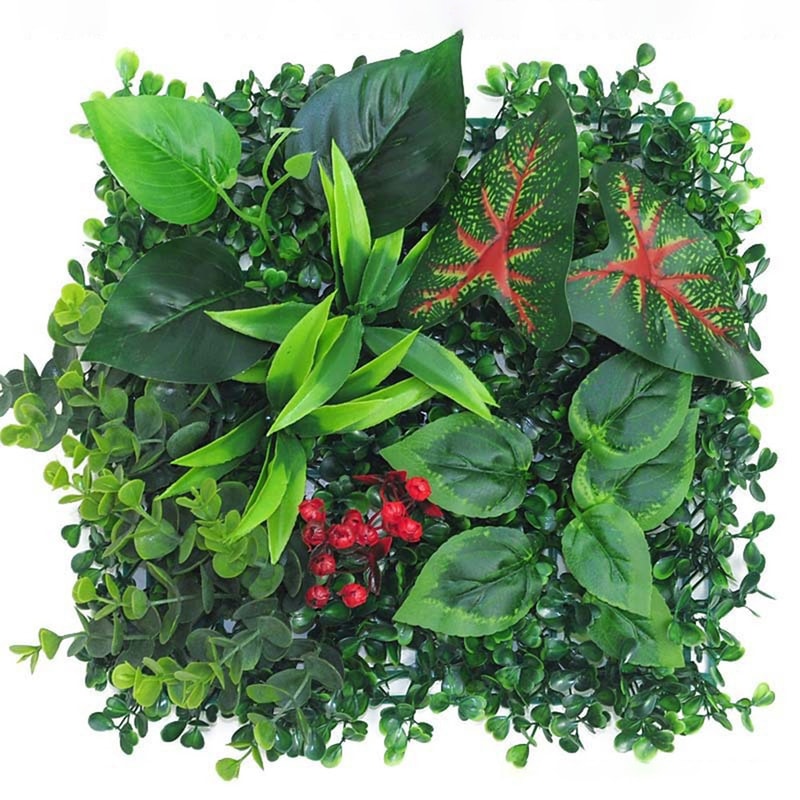 Durable Green Artificial Plant Wall Panel DIY No Watering Lifelike Maple Grass Mat For Home Decor 9