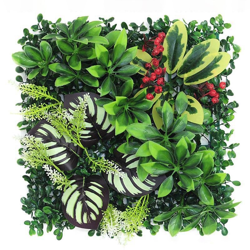 Durable Green Artificial Plant Wall Panel DIY No Watering Lifelike Maple Grass Mat For Home Decor 10