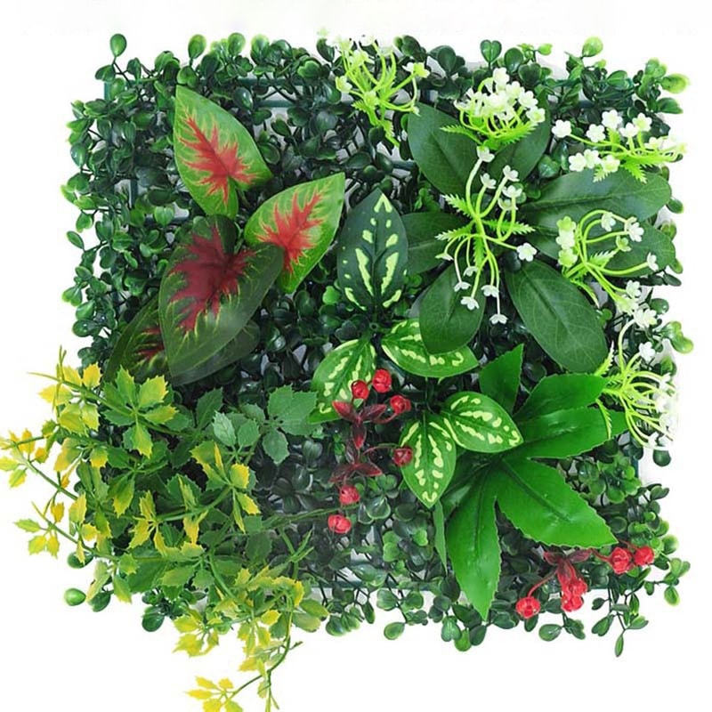 Durable Green Artificial Plant Wall Panel DIY No Watering Lifelike Maple Grass Mat For Home Decor 12