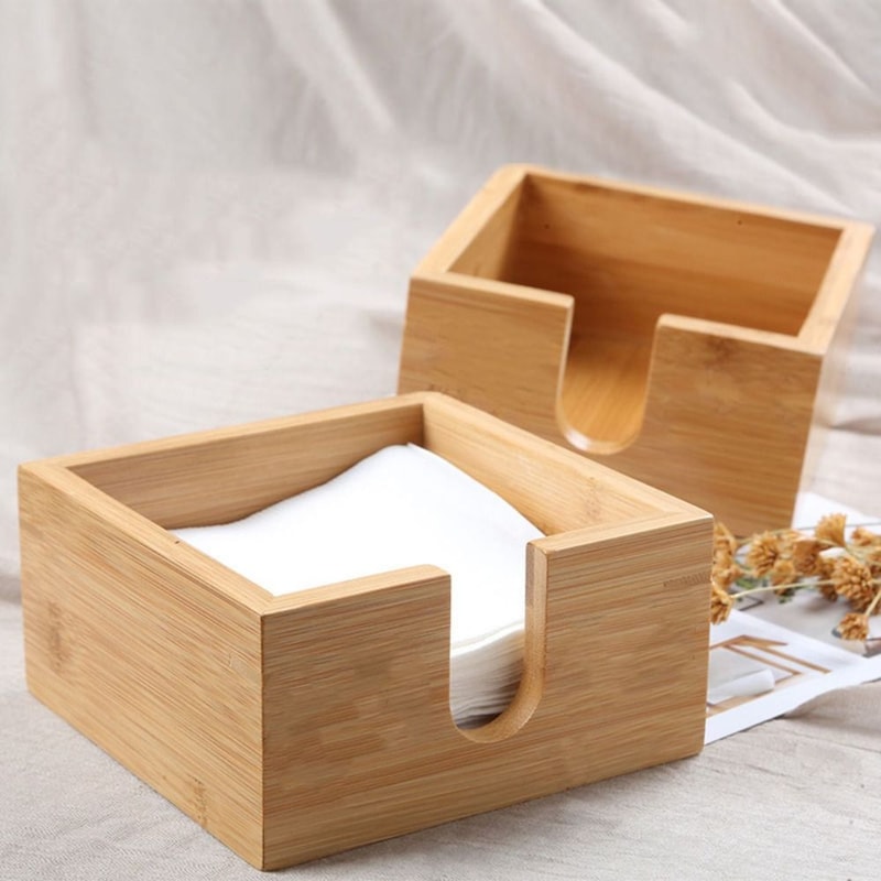 Bamboo Tissue Box Holder For Napkins Multifunction Case Drink Dispenser Living Room Dining Table Re 0