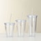 Plastic Clear Tumbler Smoothie Cup With Lid And Straw Transparent DoubleLayer Iced Coffee Water Bot 0