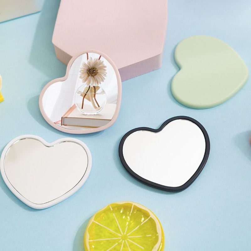 Highdefinition Singlesided Handheld Heartshaped Mirror Little Beauty Makeup Mirror For Dormitories 3