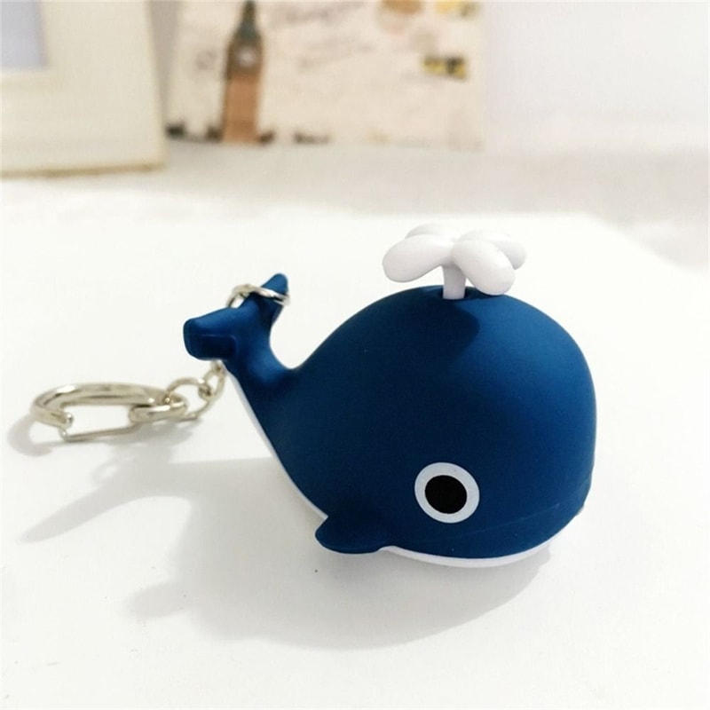 Creative Cute Sea Whale Keychain With Sounds And Light Cartoon Animal Keychain Gift 7