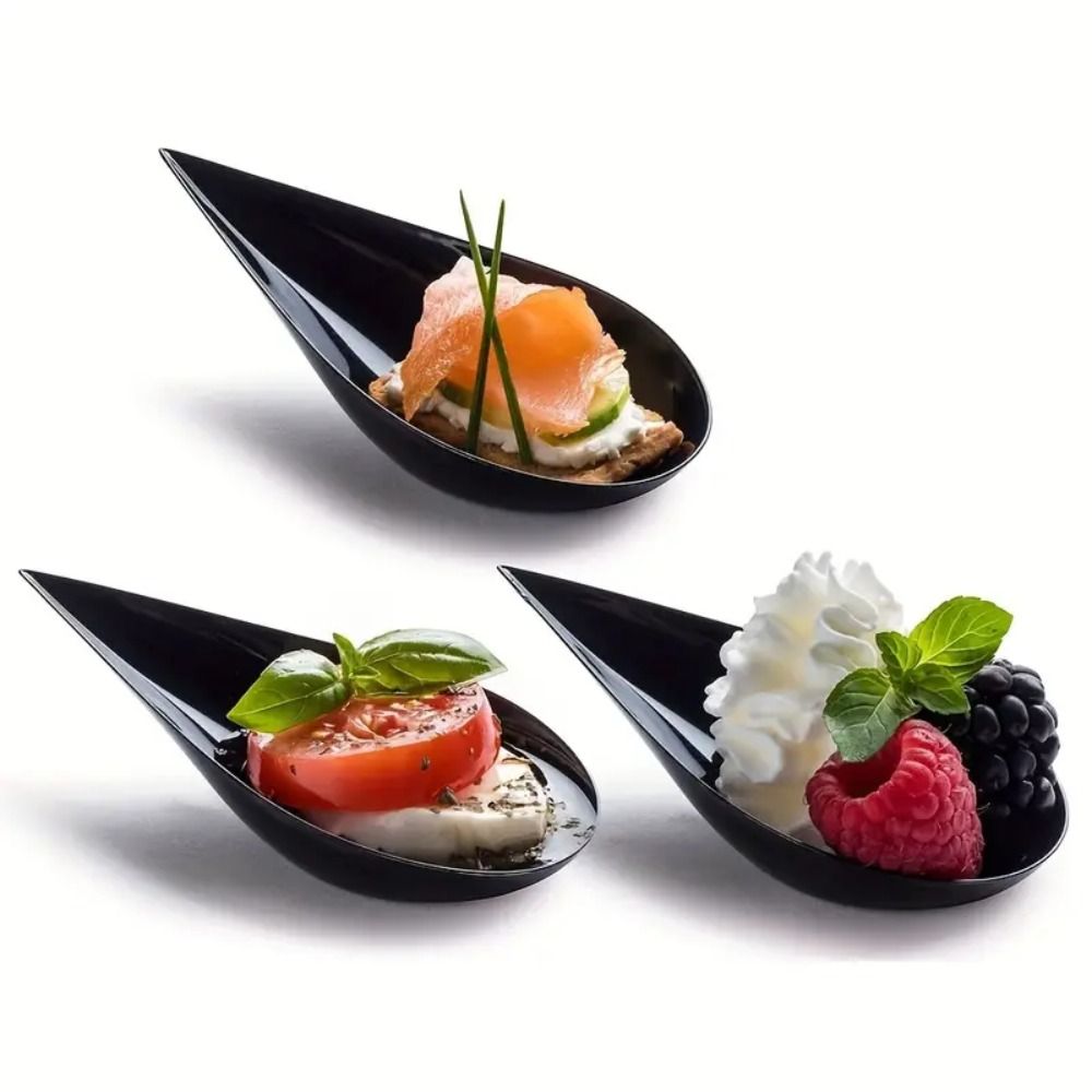 Reusable Plastic Tasting Cup And Sauce Dish Set Unbreakable Drop Appetizer Plates Tableware Ice Cre 2