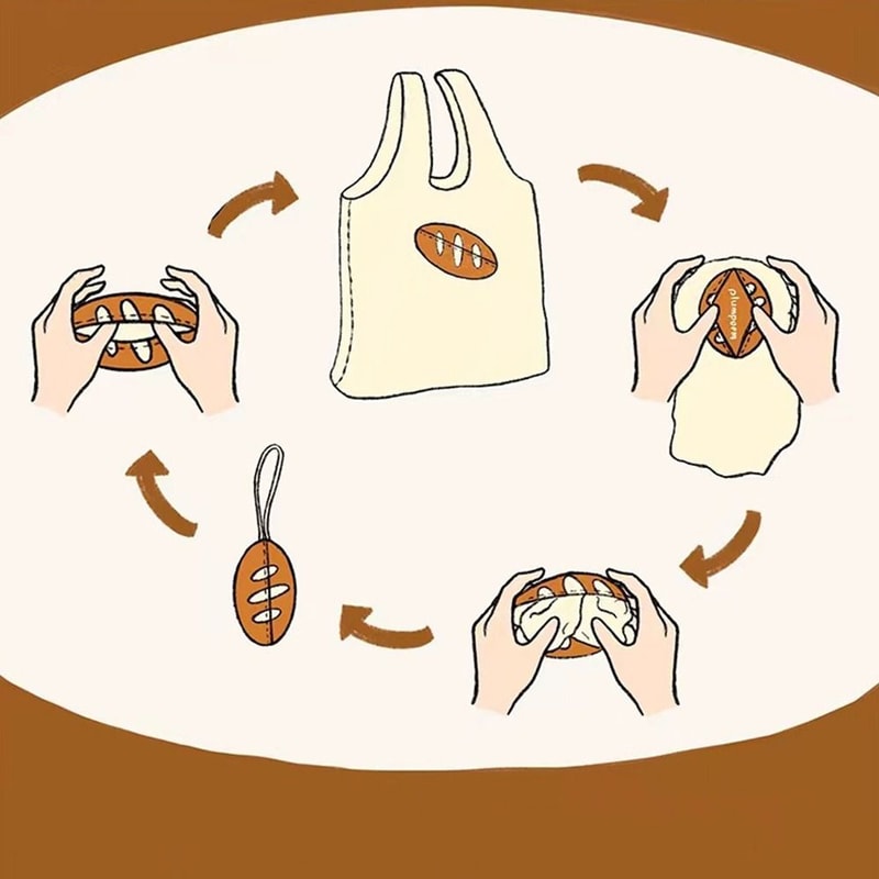Reusable French Bread Foldable Shopping Bags Portable Eco Tote Bag Cartoon Travel Shoulder Bag