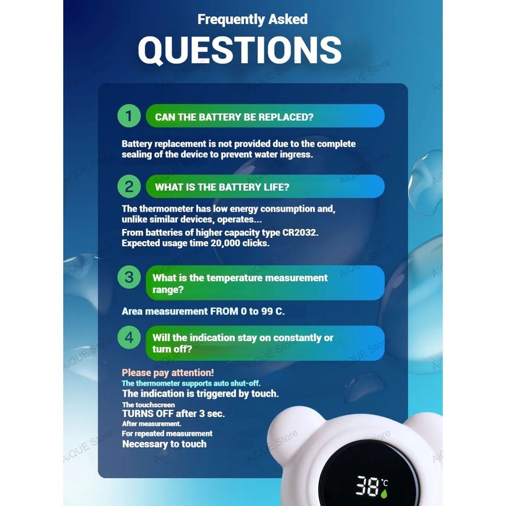 Touch Control Baby Bath Temperature Monitor LED Display Digital Water Thermometer 6