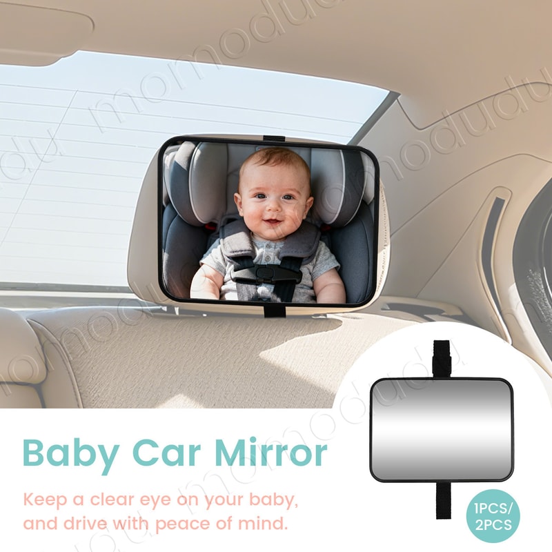 Shatterproof Car Mirrors for Baby Car Seat, Adjustable Rear-Facing Mirror, Easy Installation for Toddler, Headrest